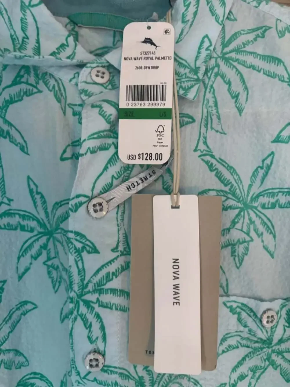 Tommy Bahama Nova Wave Royal Palmetto Shirt Dew Drop Green Men's Large NWT $128